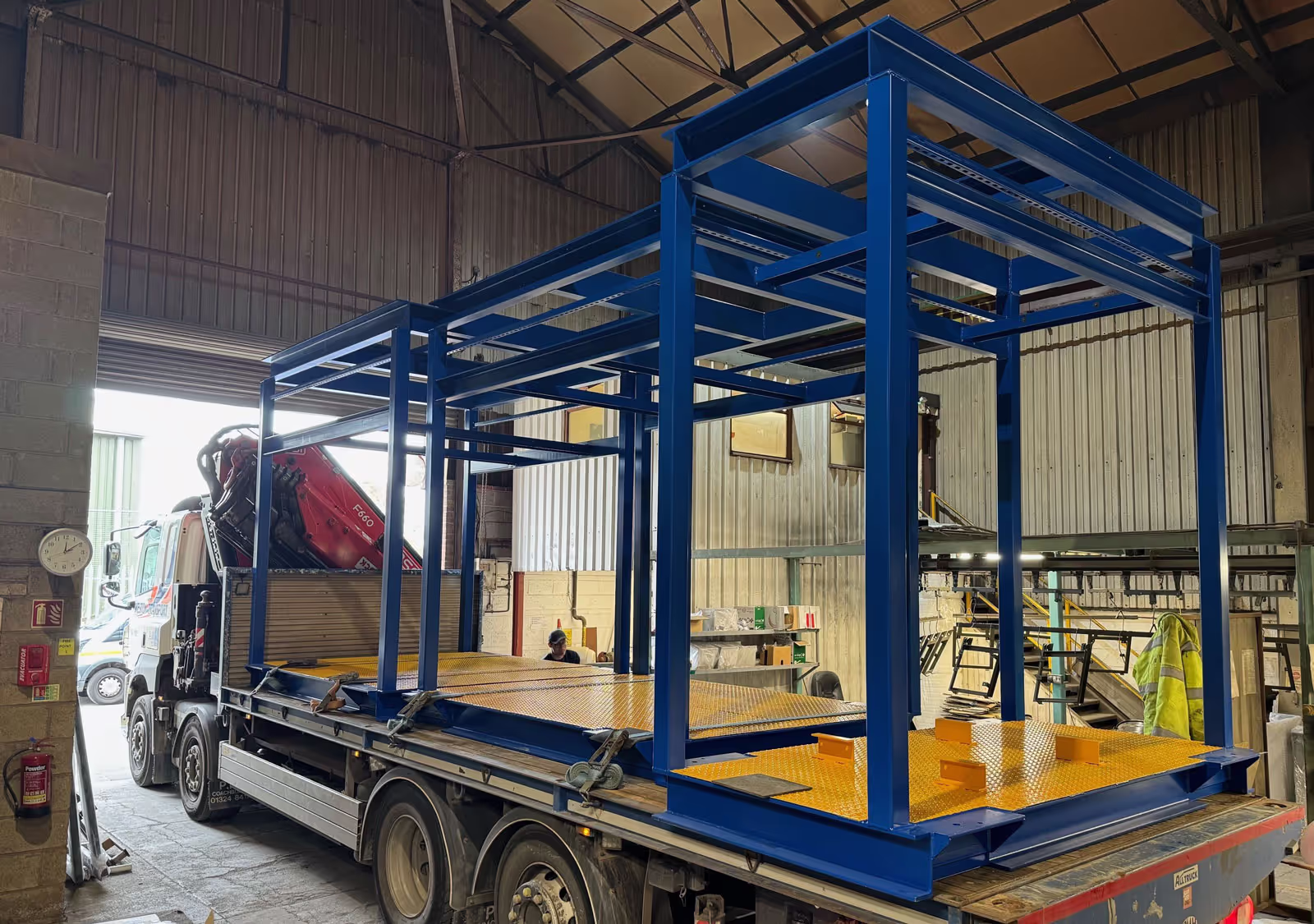 Powder coated Frame loaded onto hgv